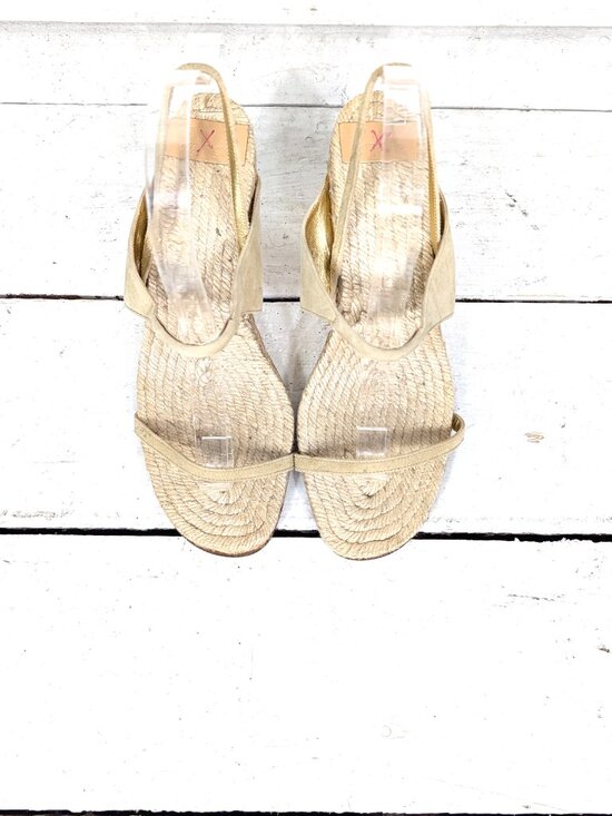 Gold suede leather open toe wedge espadrille sandal main image 5